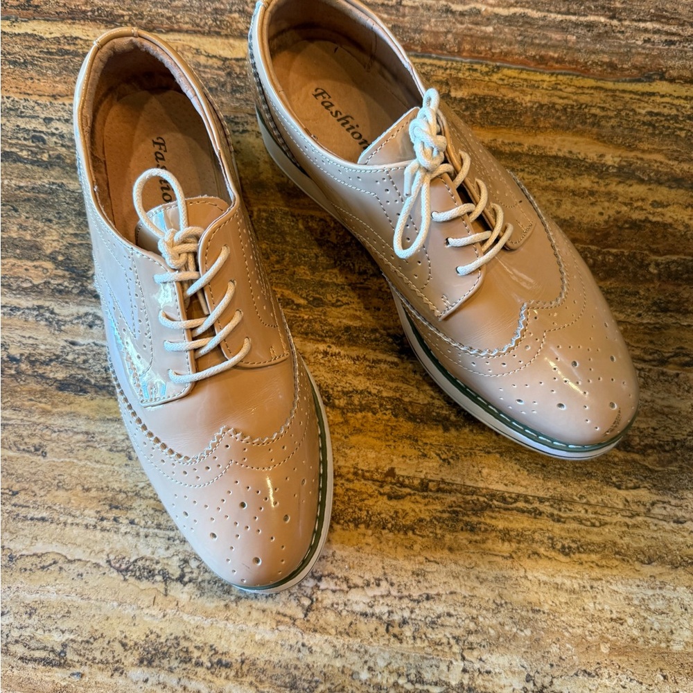 Tan Brogue Sneaker Sole Lace-Up Shoes